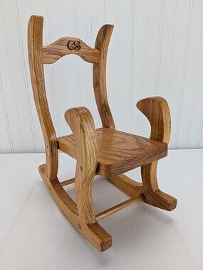 Vintage Wooden Doll Rocking Chair CS Brown Display Home Decor